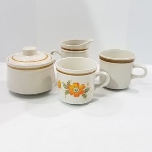 VINTAGE ARTISAN MIKASA HALLKRAFT STONEWARE COFFEE/TEA MUG SET JAPAN
